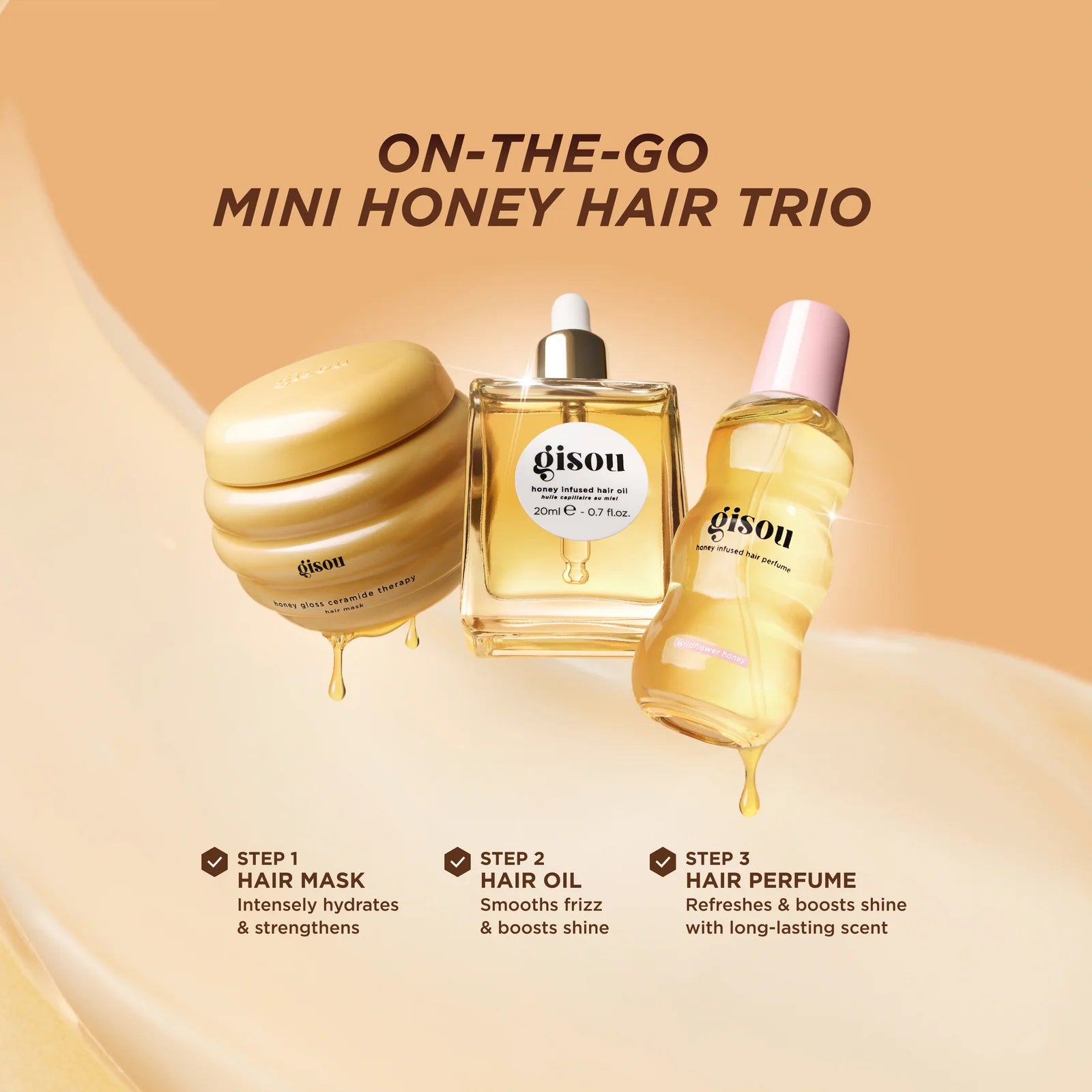 Gisou On-The-Go Honey Hair Trio